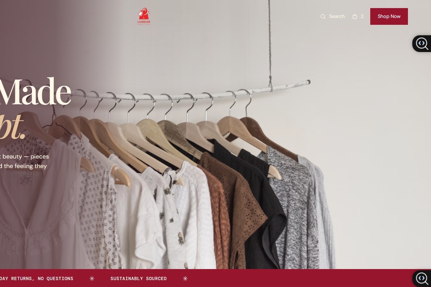 A carefully curated rail of clothing